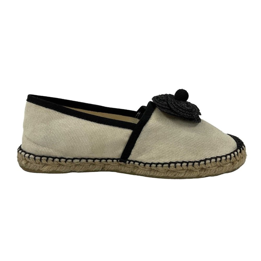 CHANEL - 10B Camellia Flower Espadrilles - Ivory, Black - 37- US 7 - Picture 2 of 13